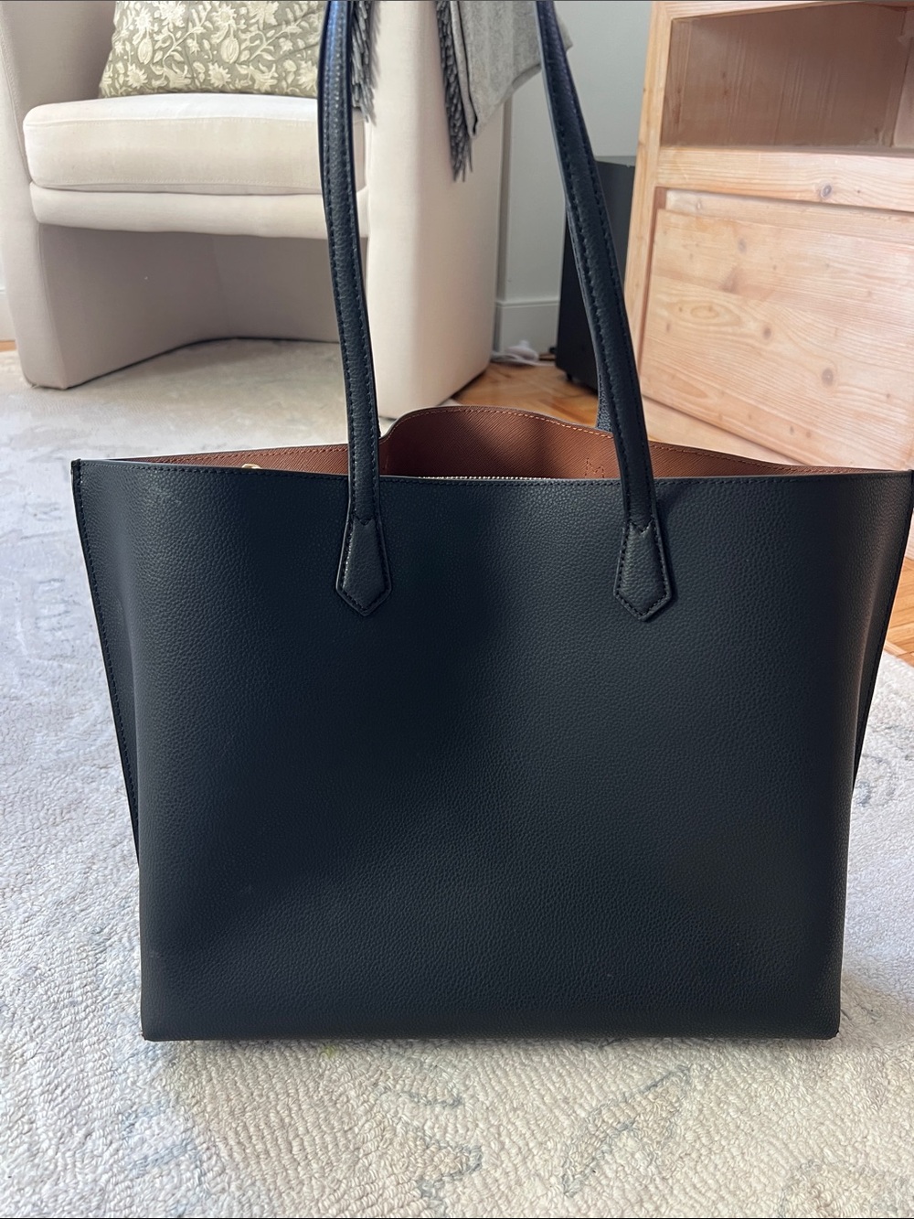 Quince Triple Compartment Tote Bag / Quince Adeline Shopper Tote Black